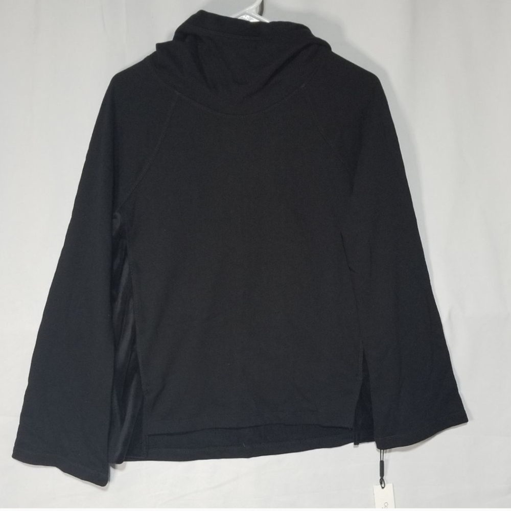 Calvin Klein Womens CowI Neck Velour Terry Mix Hoodie, Black, Size Small - Picture 3 of 4